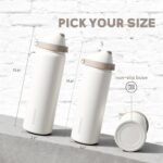 Xtusimple 32 oz Stainless Steel Water Bottle with Straw, 2-in-1 Sip and Chug Lid, Triple Walled Vacuum Insulated Metal, Leakproof, BPA Free for Travel, School, Hiking, Gym, White - Image 4