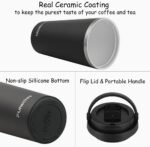Funkrin Insulated Coffee Mug with Ceramic Coating, 16oz Iced Coffee Tumbler Cup with Flip Lid and Handle, Double Wall Vacuum Leak-Proof Travel Mug for Office School Party Camping - Image 3