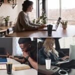 Funkrin Insulated Coffee Mug with Ceramic Coating, 16oz Iced Coffee Tumbler Cup with Flip Lid and Handle, Double Wall Vacuum Leak-Proof Travel Mug for Office School Party Camping - Image 4