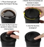 Funkrin Insulated Coffee Mug with Ceramic Coating, 16oz Iced Coffee Tumbler Cup with Flip Lid and Handle, Double Wall Vacuum Leak-Proof Travel Mug for Office School Party Camping - Image 5