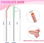 LUCKINEE 6pc Stainless Steel Straws Reusable for Stanley Tumbler 40 oz, 12 Inch Metal Straight Replacement Straw with Silicone Tips, Straw Covers and Cleaning Brushes - Image 3
