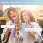 LUCKINEE 6pc Stainless Steel Straws Reusable for Stanley Tumbler 40 oz, 12 Inch Metal Straight Replacement Straw with Silicone Tips, Straw Covers and Cleaning Brushes - Image 4