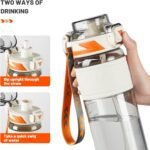 TKK Sports Water Bottles with Removable Straw 34 oz Leak-proof Flip Top Lid BPA Free Tritan Bottles with Strap for School, Fitness, Gym, Outdoor, White - Image 4