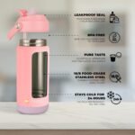 Grazie 18 Oz Stainless Steel Water Bottle – Double Wall Vacuum Insulated, Leak-Proof, BPA Free, Wide Mouth Travel Bottle with Straw – Reusable, Durable, Eco-Friendly, Hot & Cold (Pink) - Image 3