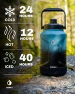 HEMLI One Gallon Insulated Stainless Steel Water Bottle, 128 oz Jug, Triple-Walled Vacuum-Sealed Beer Growler, with Carrying Case (New Black) - Image 4