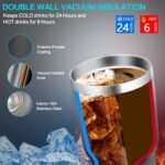 kaqinu 30oz Tumbler, 2 Packs Stainless Steel Double Wall Vacuum Insulated Tumbler Travel Mug With 8Pcs Reusable Straw, 2Pcs Slider Lid, Cleaning Brush, 2Pcs Handles (Black + Purple) - Image 3