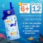 SANDJEST Kids Water Bottle with Straw Lid - 12 Oz Insulated Stainless Steel Ocean Water Bottles for Kid Boys - Travel Cup for School Sports - Image 4