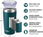SUNWILL Travel Coffee Mug with Lid, 20 oz Tumbler Set of 2, Insulated Stainless Steel Cup for Drinks， Water, Tea, Powder Coated Forest Green & Plum - Image 3