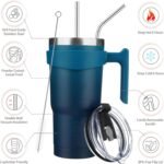 BJPKPK Tumbler With Handle And Straw 20oz Stainless Steel Tumbler With Lid Insulated Coffee Cups,Indigo Black - Image 3