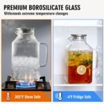 1 Gallon Square Glass Pitcher with Lid and Spout, Borosilicate Glass Carafe for Hot/Cold Drink, Water Pitchers with Handle for Fridge, Extra Large Jug for Iced Tea, Coffee, Juice, Beverage - Image 4