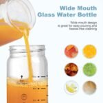 Olivego 12oz Juice Bottles - 4 Pack Wide Mouth Glass Bottles with Lids- BPA Free, Bamboo Lids for Juicing, Smoothies, Infused Water, Beverage Storage - Leakproof, Borosilicate, Clear - Image 3