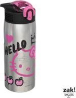 Zak Designs Sanrio Water Bottle for Travel and At Home, 19 oz Vacuum Insulated Stainless Steel with Locking Spout Cover, Built-In Carrying Loop, Leak-Proof Design (Hello Kitty) - Image 4