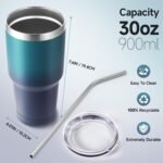 Volhoply 30oz Insulated Tumbler with Lid and Straw, Double Wall Inner & Outer 304 Stainless Steel Tumblers Bulk, Powder Coated Coffee Cup for Office, Home, Travel (Dark Night,8 Pack) - Image 3