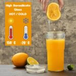 ALINK Glass Cups with Lids and Straws, 22 oz High Borosilicate Clear Iced Coffee Glass Tumblers, Drinking Glass Smoothie Tea Water Cups, Pack of 2 with Cleaning Brush - Image 4