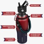 BJPKPK Insulated Water Bottles with Straw Lid, 23oz Metal Water Bottle with 2 lids & Paracord Strap, Double Wall Stainless Steel Vacuum Tumblers, Cups,Thermo for Hot& Cold Drinks,Charming Red - Image 3