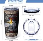 Equoza Christian Faith Tumbler for Men, Dad, Husband, Grandpa Warrior Of God Faith Tumbler 20 oz Stainless Steel Travel Mugs with Lids,Christian Gifts for Men - Image 4