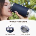 MEWAY 20oz Tumbler 8 Pack Double Wall Vacuum Insulated Travel Mug Bulk, Stainless Steel Tumblers with Lid and Straw, Durable Powder Coated Coffee Cups for Cold & Hot Drinks (Navy, 8) - Image 4