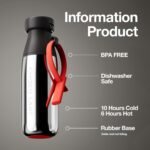 CHAKO LAB Insulated Stainless Steel Water Bottle with Two Strap | BPA-Free Leak Proof | 17oz Bottle with Spout Lid & Straw | Dark Chocolate Cocoa - Image 3