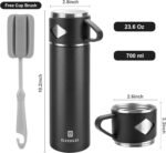 Stainless Steel Thermo 700ml/23.7oz Vacuum Insulated Bottle with Cup for Coffee Hot drink and Cold drink water flask.(Black,Set) - Image 3