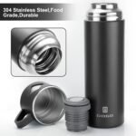 Stainless Steel Thermo 700ml/23.7oz Vacuum Insulated Bottle with Cup for Coffee Hot drink and Cold drink water flask.(Black,Set) - Image 4