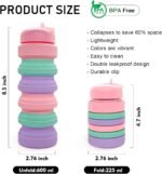 Wikineon Collapsible Water Bottle 20oz, Travel Portable Sport Water Bottle, Silicone Reusable Leakproof Foldable Water Bottles for Gym Camping Outdoor Hiking, BPA Free - Image 3