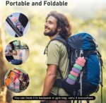 Wikineon Collapsible Water Bottle 20oz, Travel Portable Sport Water Bottle, Silicone Reusable Leakproof Foldable Water Bottles for Gym Camping Outdoor Hiking, BPA Free - Image 4