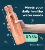 Kitchen Science Authentic Ayurvedic Copper Water Bottle With Handle (34 oz/1000 ml) | Lab-Tested, Leak-Proof | Includes Free Sleeves & Carrying Bag | Ideal for Drinking Water - Image 3