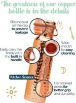 Kitchen Science Authentic Ayurvedic Copper Water Bottle With Handle (34 oz/1000 ml) | Lab-Tested, Leak-Proof | Includes Free Sleeves & Carrying Bag | Ideal for Drinking Water - Image 4
