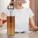 Reeho 32 oz Glass Water Bottle with Tea Infuser reusable Tea Tumbler with Strainer portable Travel Mug with Sleeve for Loose Leaf Tea, Cold Brew Coffee, Infused Fruit Water (Green) - Image 3