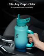 Trebo 40 oz Water Bottle Insulated Fit Car Cup Holder with Handle, Stainless Steel Retro Bottles Tumbler with Straw Lids, Vacuum Double Wall,Keep 24hrs Cold,Leakproof Reusable Travel Flask - Image 3