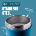 BlenderBottle Strada Shaker Cup Insulated Stainless Steel Water Bottle with Wire Whisk, 24-Ounce, Blue - Image 4