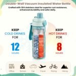 PIQUEBAR Kids insulated Water Bottle 17oz & Sport Water Bottle 24oz Set, Stainless Steel Metal Vacuum Water Bottles, Leakproof Tritan Sport Water Bottles for School Boys Girls, Blue Dinosaur - Image 4