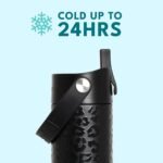Elemental 24oz Insulated Water Bottle with Straw - 100% Leak-Proof Stainless Steel Core Water Bottles for Travel, Sports and Gym - Double Wall Insulation & BPA Free - Black Leopard - Image 4