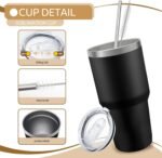 YOUKE OLA 14 Pack Insulated Tumbler Powder Coated Stainless Steel Double Wall Vacuum Travel Coffee Tumbler Cup with Lid and Straw for Laser Engrave DIY Gift 30oz Black - Image 4