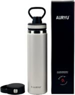 Auryu Oat 24oz Triple-Walled Insulated Stainless Steel Water Bottle – Wide Mouth, Leak Proof Flask with Bonus Spout Lid – BPA-Free Thermos for Gym, Hiking, Travel, Hot & Cold Beverages - Image 3