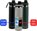 Auryu Oat 24oz Triple-Walled Insulated Stainless Steel Water Bottle – Wide Mouth, Leak Proof Flask with Bonus Spout Lid – BPA-Free Thermos for Gym, Hiking, Travel, Hot & Cold Beverages - Image 5