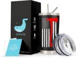 Firefighter Gifts for Men | Stainless Steel Travel Tumbler/Mug with Lid for Coffee Cup| Thin Red Line Flag Design for Fireman | Fire Department | First Responder Valentine's Day Gift (20oz Black) - Image 3