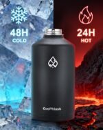 EvoPhlask 1 Gallon Water Bottle Insulated, Vacuum Stainless Steel Water Bottle Keep Cold 48Hrs, 128 oz Large Gallon Water Jug for Travel, Sport, Gym, Hiking with Carrier Bag, Black - Image 3