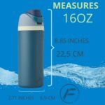 IN-FFINITY- 16oz Water Bottle - Insulated Stainless Steel with Straw SWIG & SIP Lid, 24h Cold & 12h Hot | Gym, Hiking, Travel & Kids Sports Metal Water Bottle with Carry Handle (GRASS GREEN) - Image 3