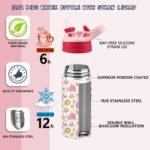 XccMe Kids Sublimation Tumbler,12oz Sublimation Water Bottle Blanks,Straight Stainless Steel Todder Sippy Cup,Double Wall Insulated Sippy Tumbler with Handle,Shrink Films,Leak Proof (Pink) - Image 4