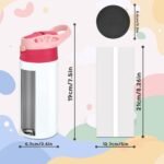 XccMe Kids Sublimation Tumbler,12oz Sublimation Water Bottle Blanks,Straight Stainless Steel Todder Sippy Cup,Double Wall Insulated Sippy Tumbler with Handle,Shrink Films,Leak Proof (Pink) - Image 6