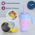 KXIAOCHEN 14 oz Kids Tumbler with Handle for Spill Proof Insulated Stainless Steel Reusable Tumbler for Toddlers, Keeps Drinks Cold up to 24 Hrs,Dinosaur+Unicorn2P - Image 4
