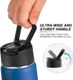 koodee Small Water Bottle -12 oz Stainless Steel Vacuum Insulated Water Bottle BPA Free, Boy Water Bottle for School Wide Mouth Flask (Navy) - Image 3