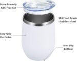 MEWAY 12 OZ/12 Pack Wine Tumbler Glasses with Lid -Double Wall Vacuum Stainless Steel Travel Tumbler Mug,Stemless Insulated Wine Cup for,Coffee,Cocktails,Gifts (White,Set of 12) - Image 3