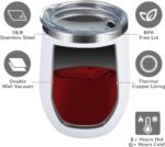 MEWAY 12 OZ/12 Pack Wine Tumbler Glasses with Lid -Double Wall Vacuum Stainless Steel Travel Tumbler Mug,Stemless Insulated Wine Cup for,Coffee,Cocktails,Gifts (White,Set of 12) - Image 5