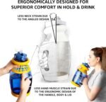 Large 1 Gallon Water Bottle/Jug with Time Marker, Straw & Sleeve – BPA-Free Tritan, Dishwasher Safe, Motivational Quotes, for Gym & Sports (128 oz) - USA Joyous Sun (Blue) - Image 3