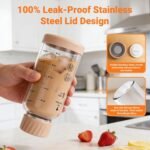 Luxfuel 12 oz Glass Juice Bottles with Lids, 4 Pack Borosilicate Glass Bottles with Stainless Steel Lid - Reusable, BPA-Free for Juicing, Smoothies, Infused Water & Protein Drinks, Leakproof, Clear - Image 3