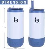 BOTTLE BOTTLE Kids Water Bottle 12 oz Kids Insulated Cup with Leak Proof Lid Silicone Boot Stainless Steel Straw Cup for School Sports Travel Gifts for Boys Girls blue - Image 3