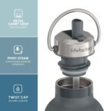 Lifefactory Stainless Steel Vacuum Insulated Sports Bottle with Straw Cap, 32 Ounce, Carbon - Image 3