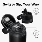 ENCOOL Leakproof Insulated Water Bottle with Straw Dual-Sip Water Bottle Bag-Safe Design for Work, Commute & Gym – Keeps Drinks Cold All Day, 32 oz, Jet Black - Image 4